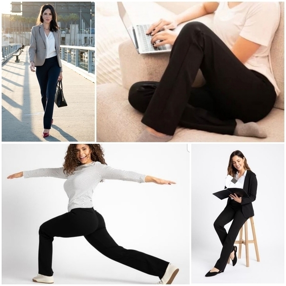 Dress Pant Yoga Pants Straight-Leg • Classic, Color Black, Size 1X - Picture 4 of 17